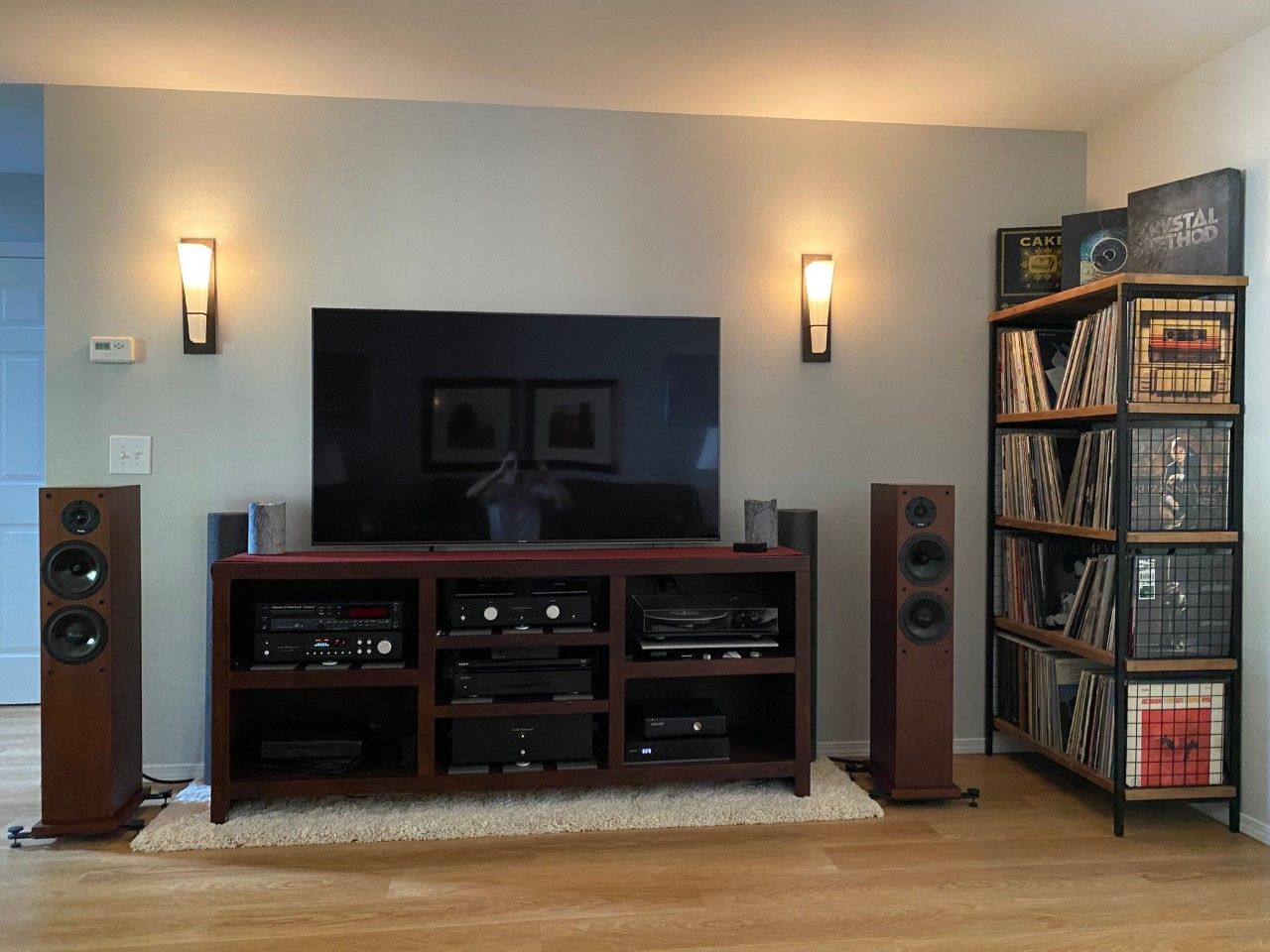my system and room with modified vinyl rack