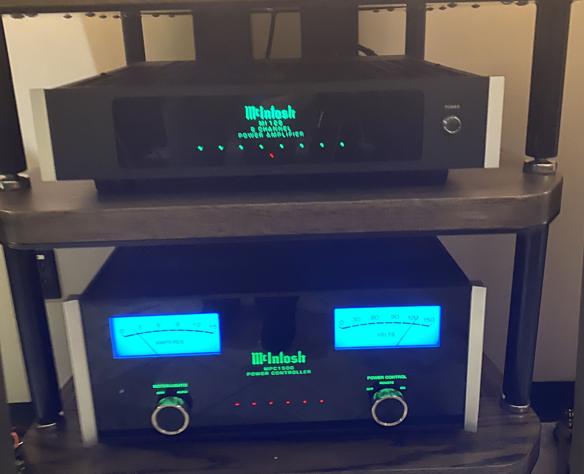 MI 128s power the ceiling  speakers above the bar 