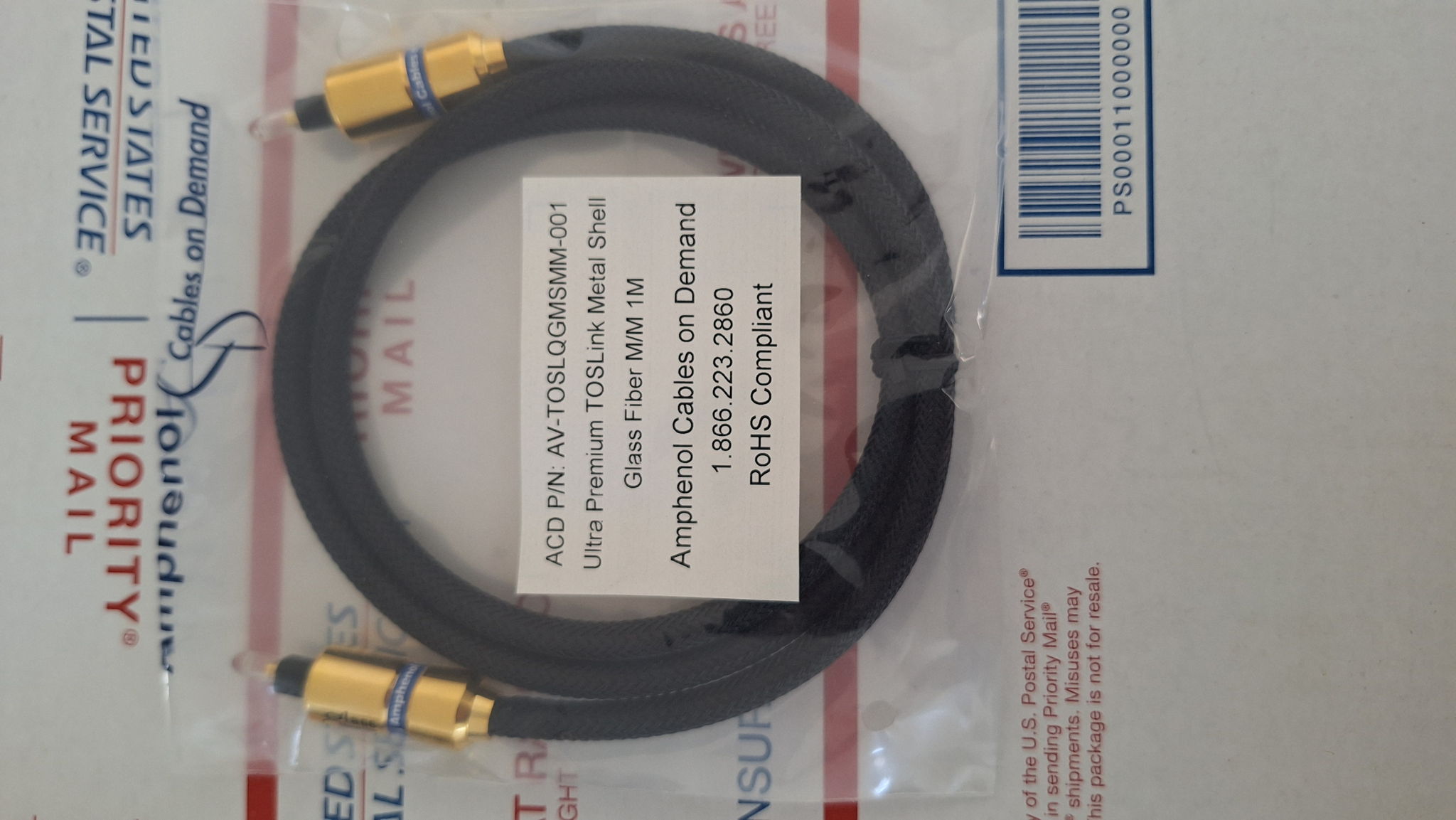 Amphenol TOSLINK1m glass fiber Audiophile Interconnect ...