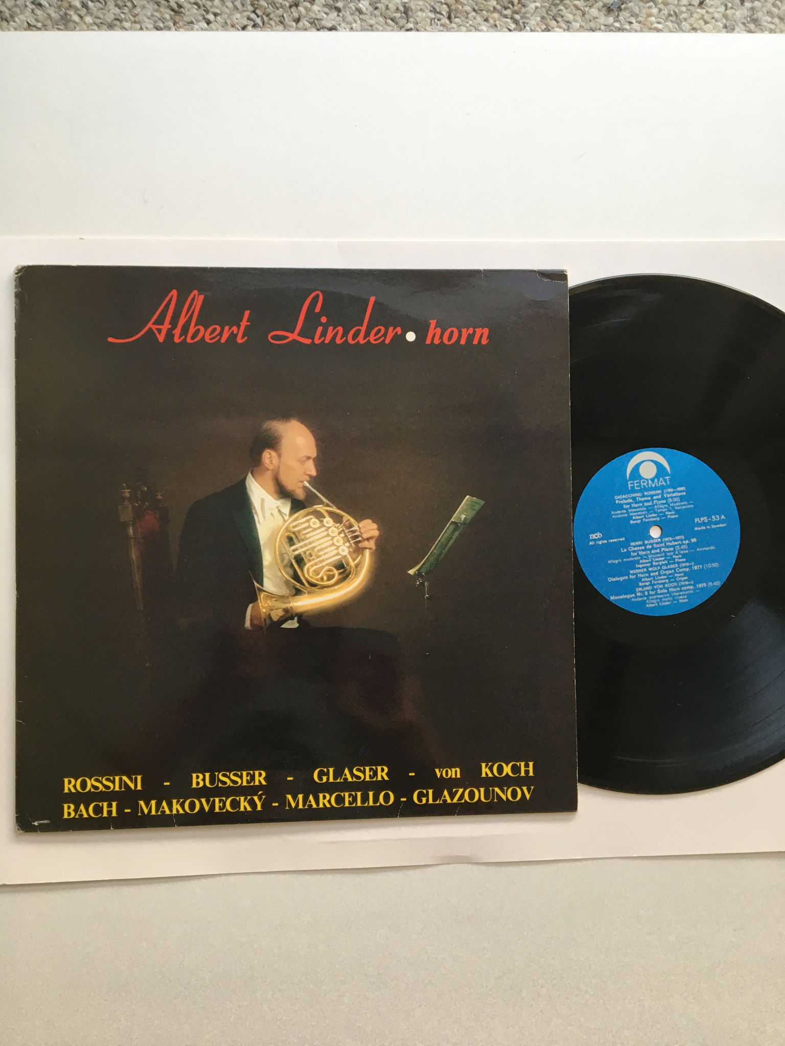 Albert Linder Horn Lp record Sweden 1983 Rossini Busser...