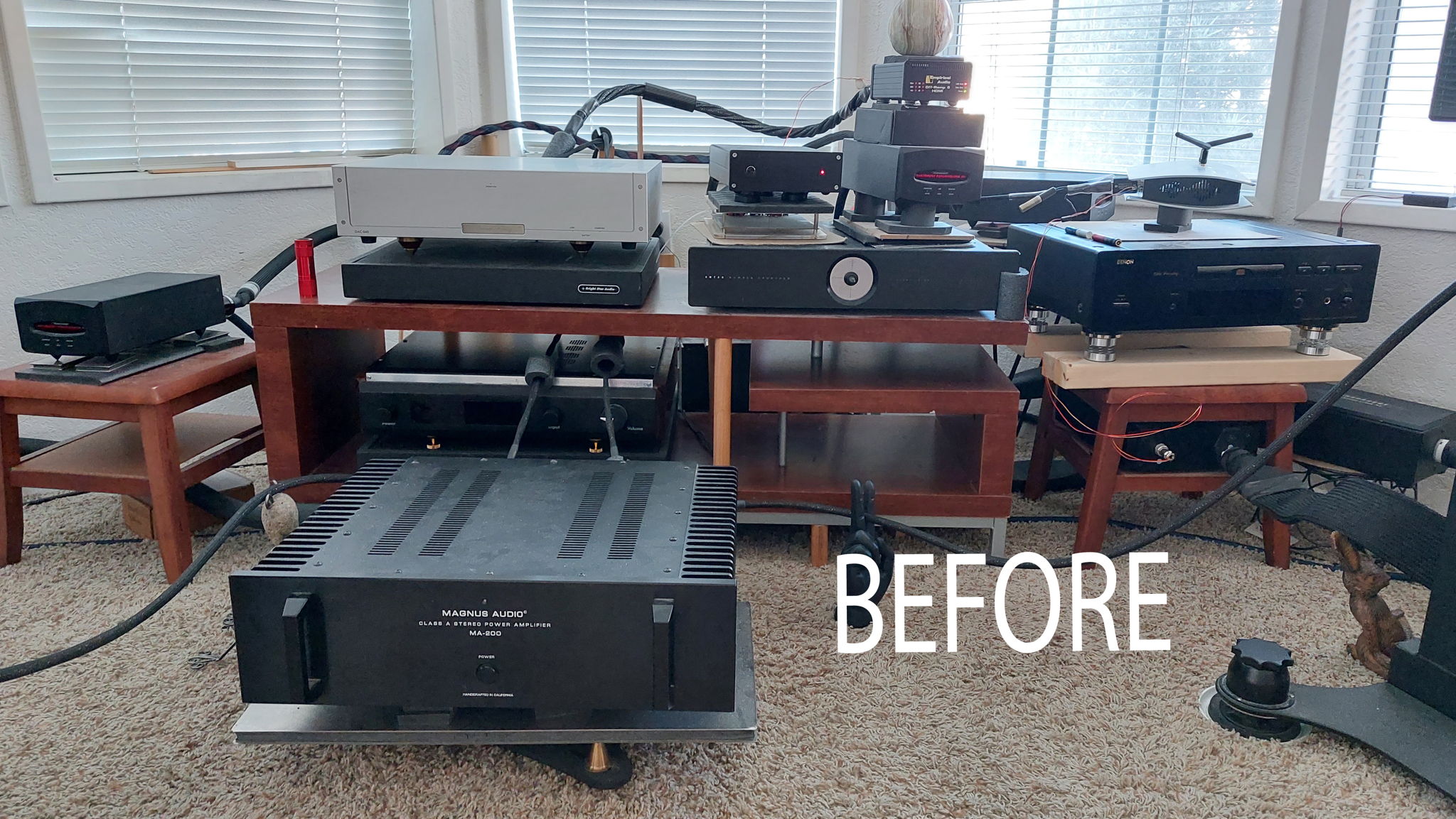 BEFORE:  SS Amp In front of rack - In front of preamp.