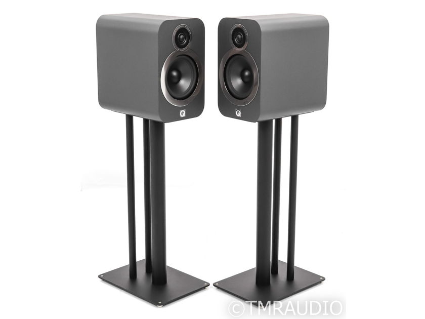 Q Acoustics 3030i Bookshelf Speakers; 3030-i; Gray Pair w/ Stands (44708)