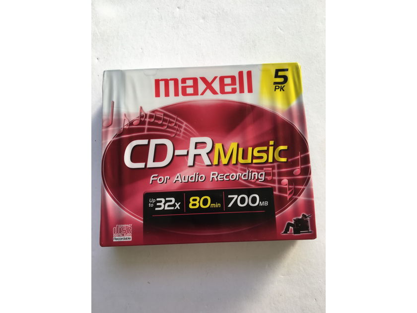 Maxell CD-R music 5 pk  For audio recording sealed new 80 min 700 mb