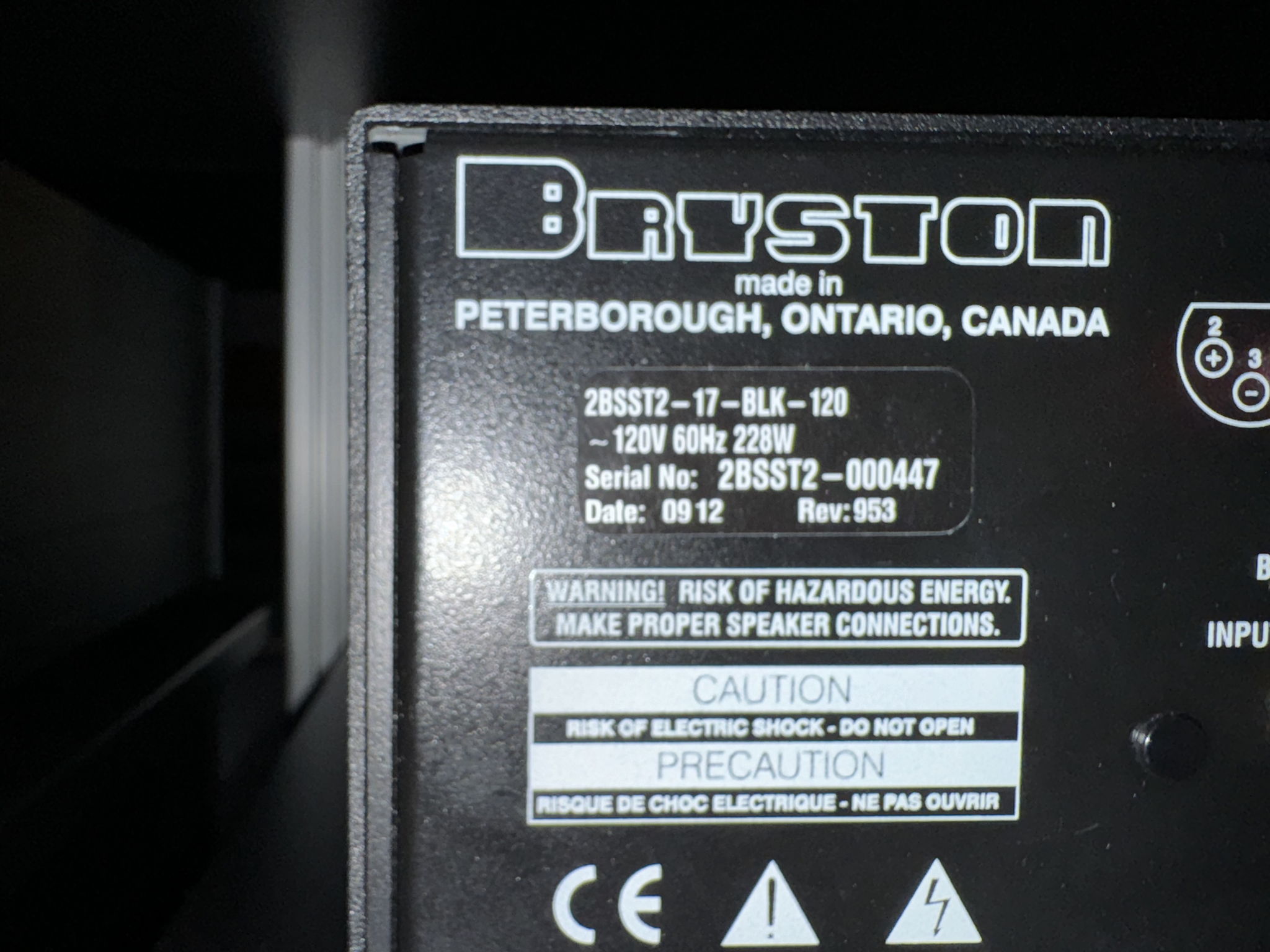 Bryston  2BSST2 with 19 inch Faceplate and Warranty 3