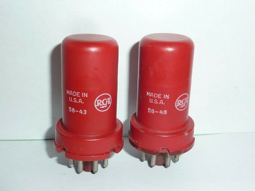 1958 RCA 5693 6SJ7 6SJ7GT Red Tubes, Matched Pair, Tested, NOS