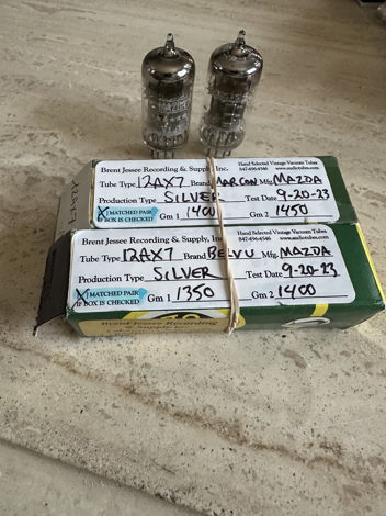 Mazda 12AX7 Matched Pair Silver Plate Triple MICA Tubes