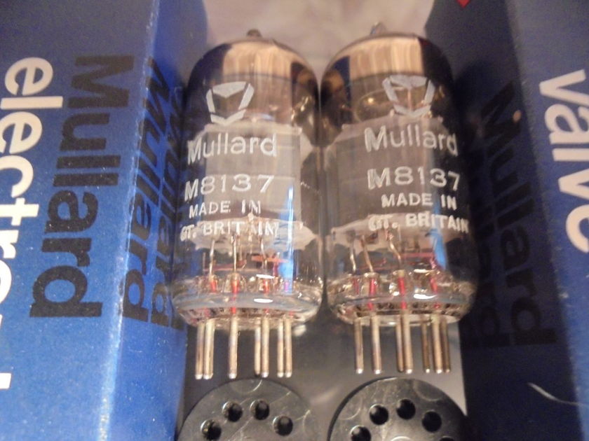 MULLARD M8137/12AX7 MATCHED PAIR OF NEW OLD STOCK BRITISH MILITARY VINTAGE VALVES