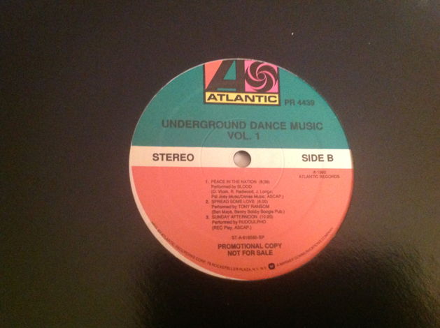 Various  Underground Dance Music Atlantic Records Promo...