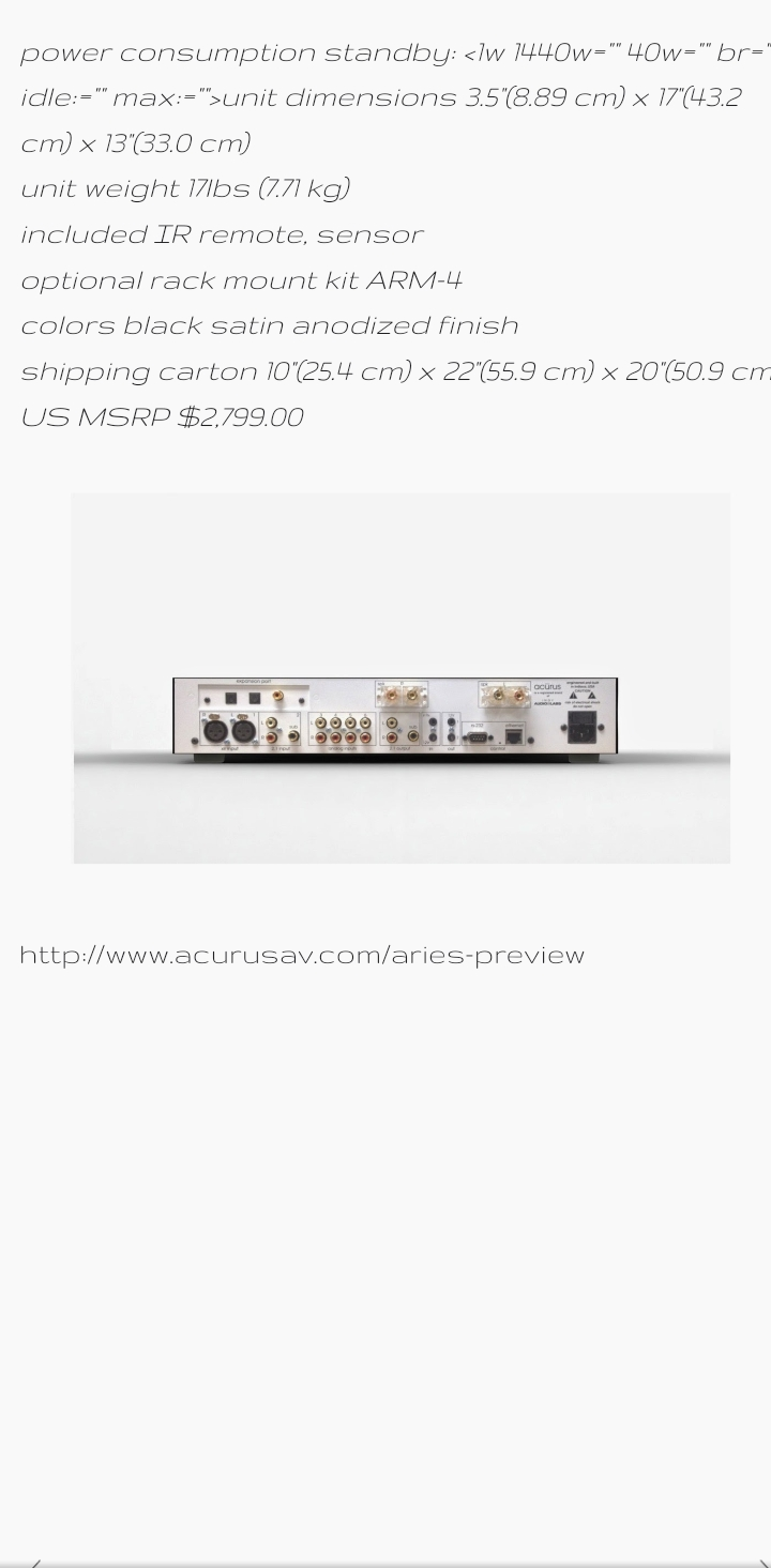 Acurus ARIES 2.1 INTEGRATED AMPLIFIER BRAND NEW Factory... 3