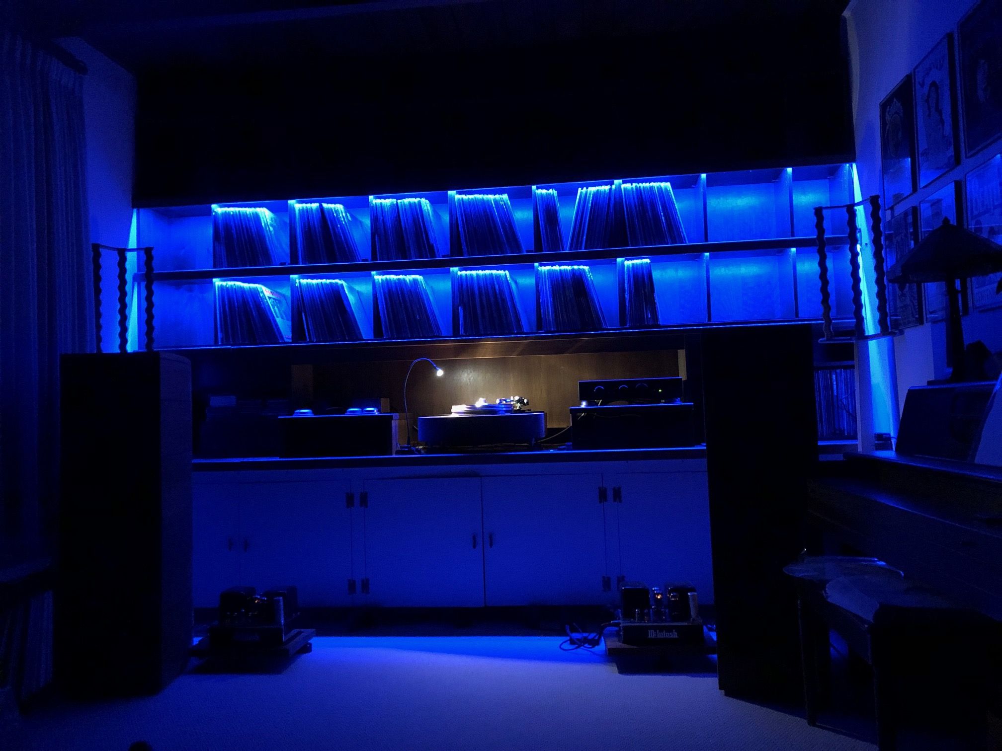 Late Night Listening LED lighting makes record search easy