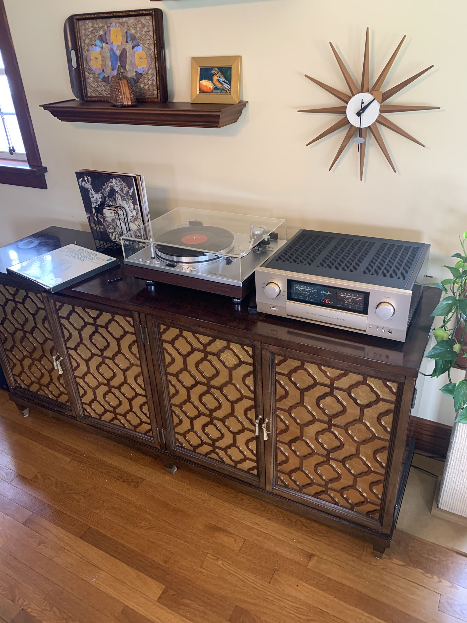 The kitchen and other zones powered from a Z series Parasound system in the cabinet.