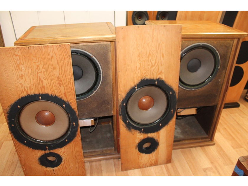 A Pair of Tannoy Windsor Cabinets with Monitor Red 15" with Orange Dust Cover