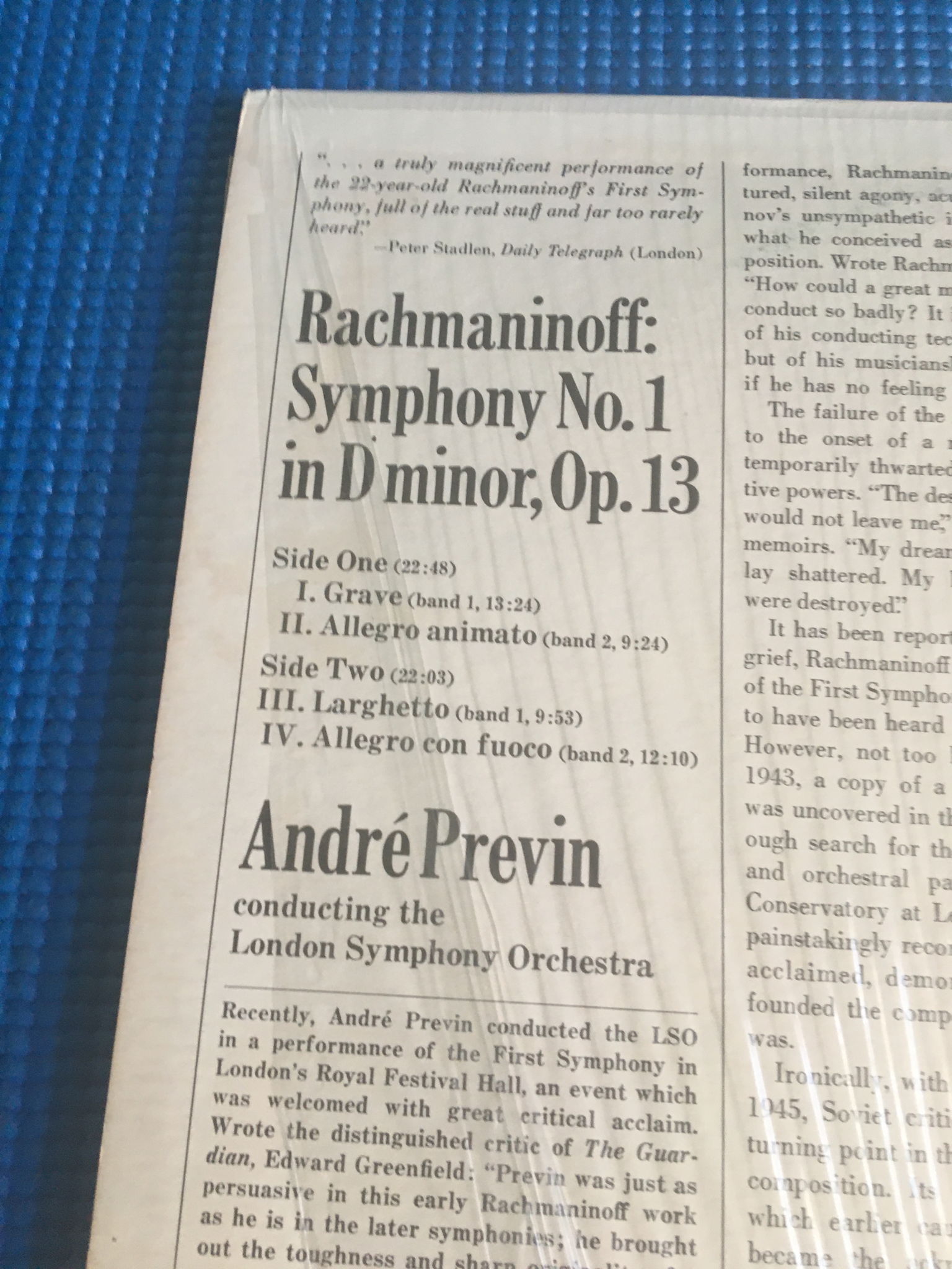 Rachmaninoff symphony no1 D minor Lp record  Andre Prev... 4