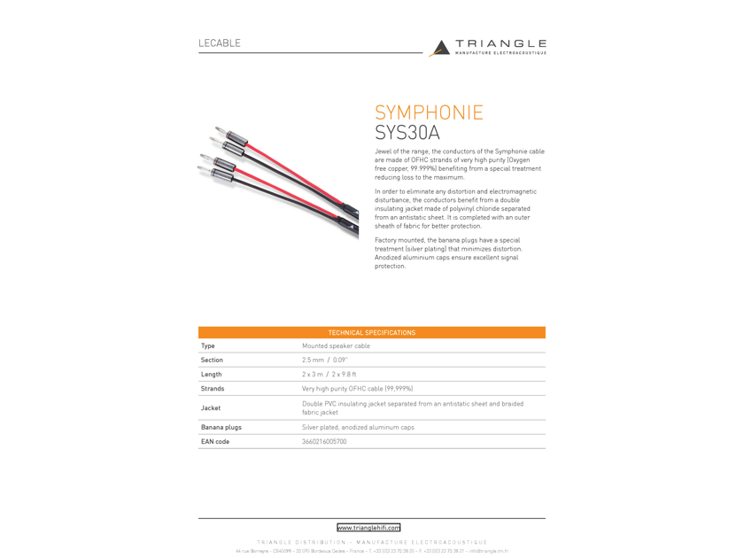 Triangle Le Cable Symphonie speaker cables, 3M pair NIB ($330 rrp)