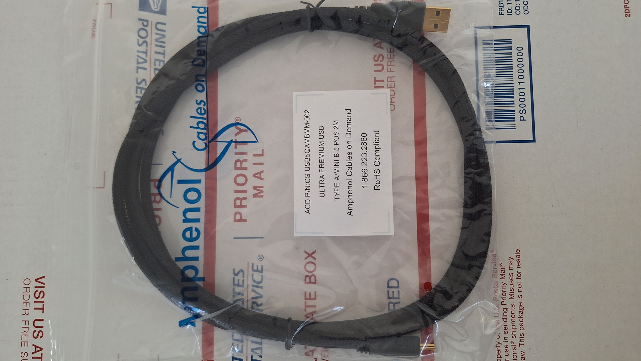 Amphenol UltraPremium USB type A/M 2 meter interconnect...