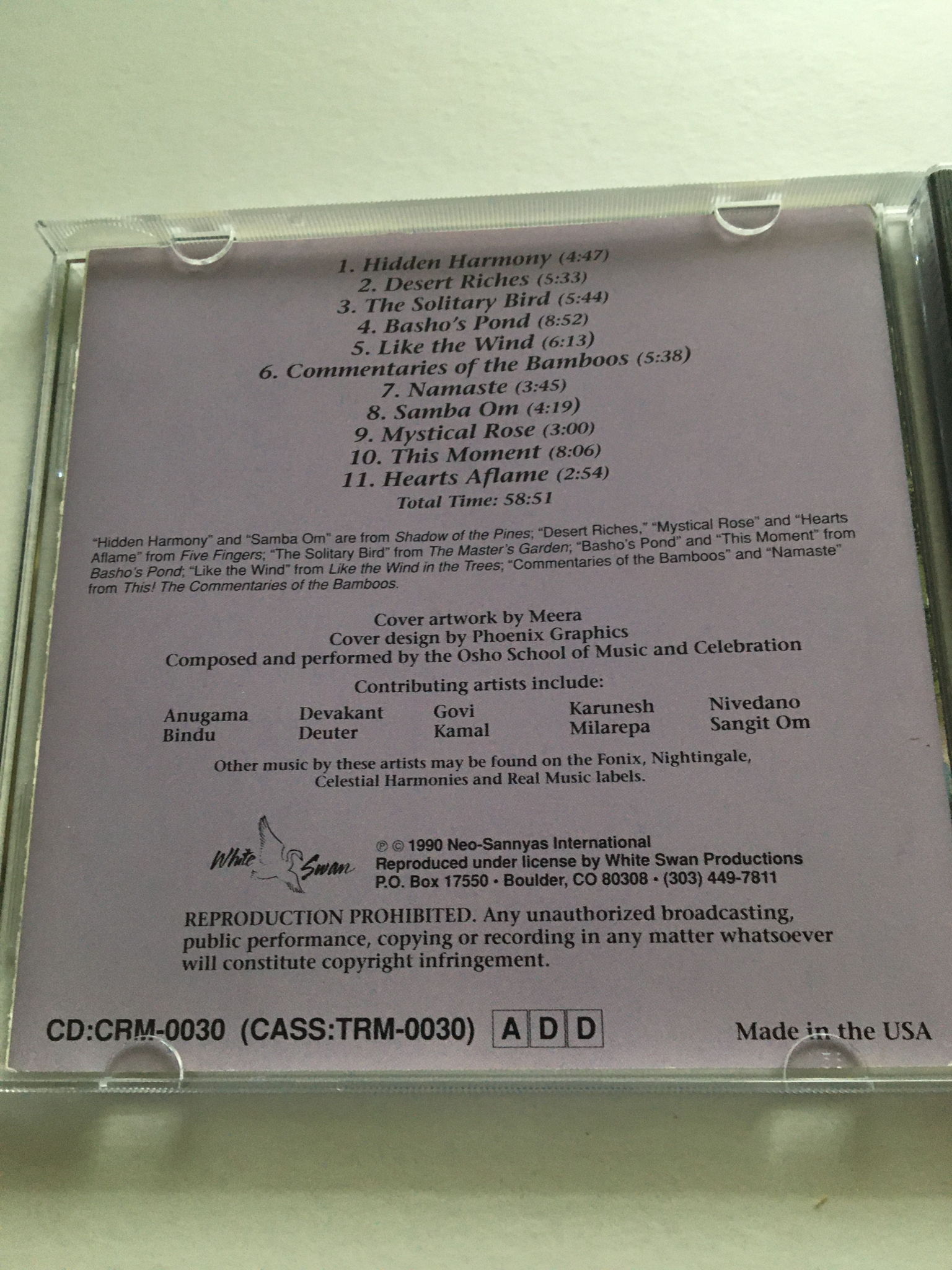 Music from the world of Osho cd Hidden Harmony 3