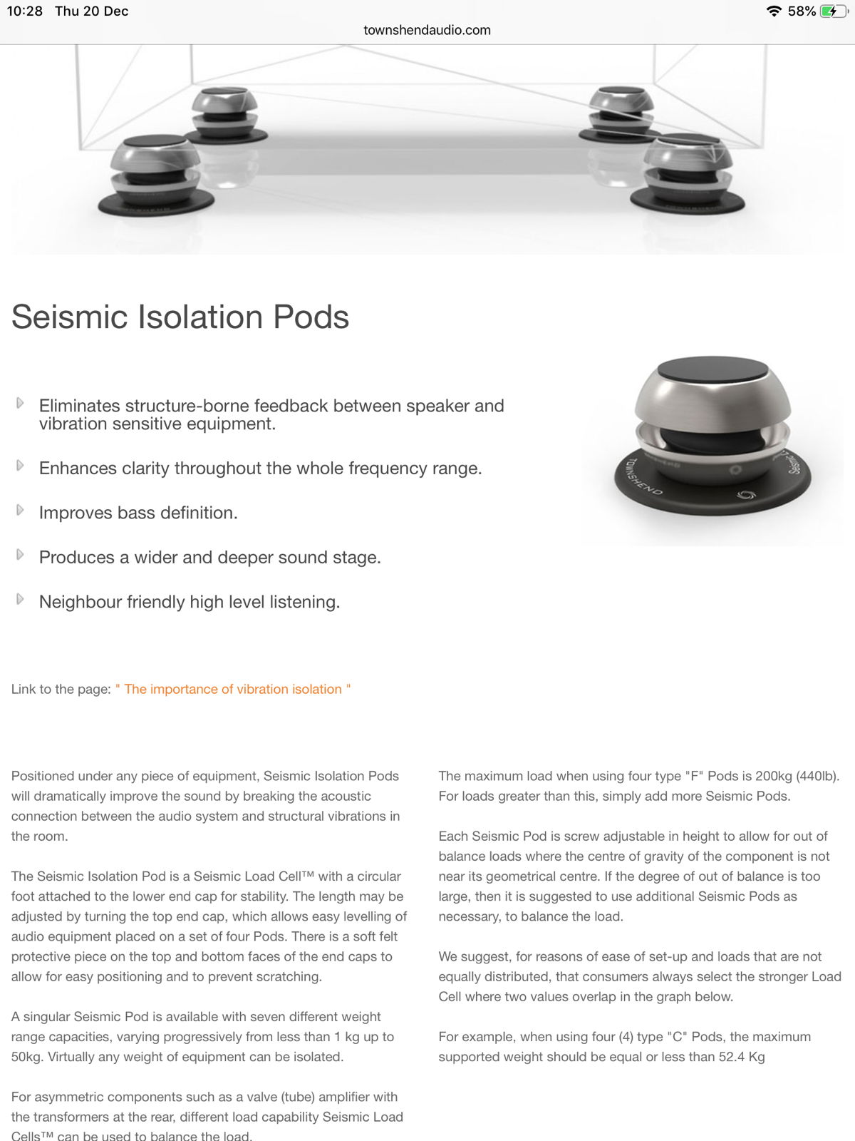 Townshend Audio Seismic 'Low frequency' Isolation Pods ... 4