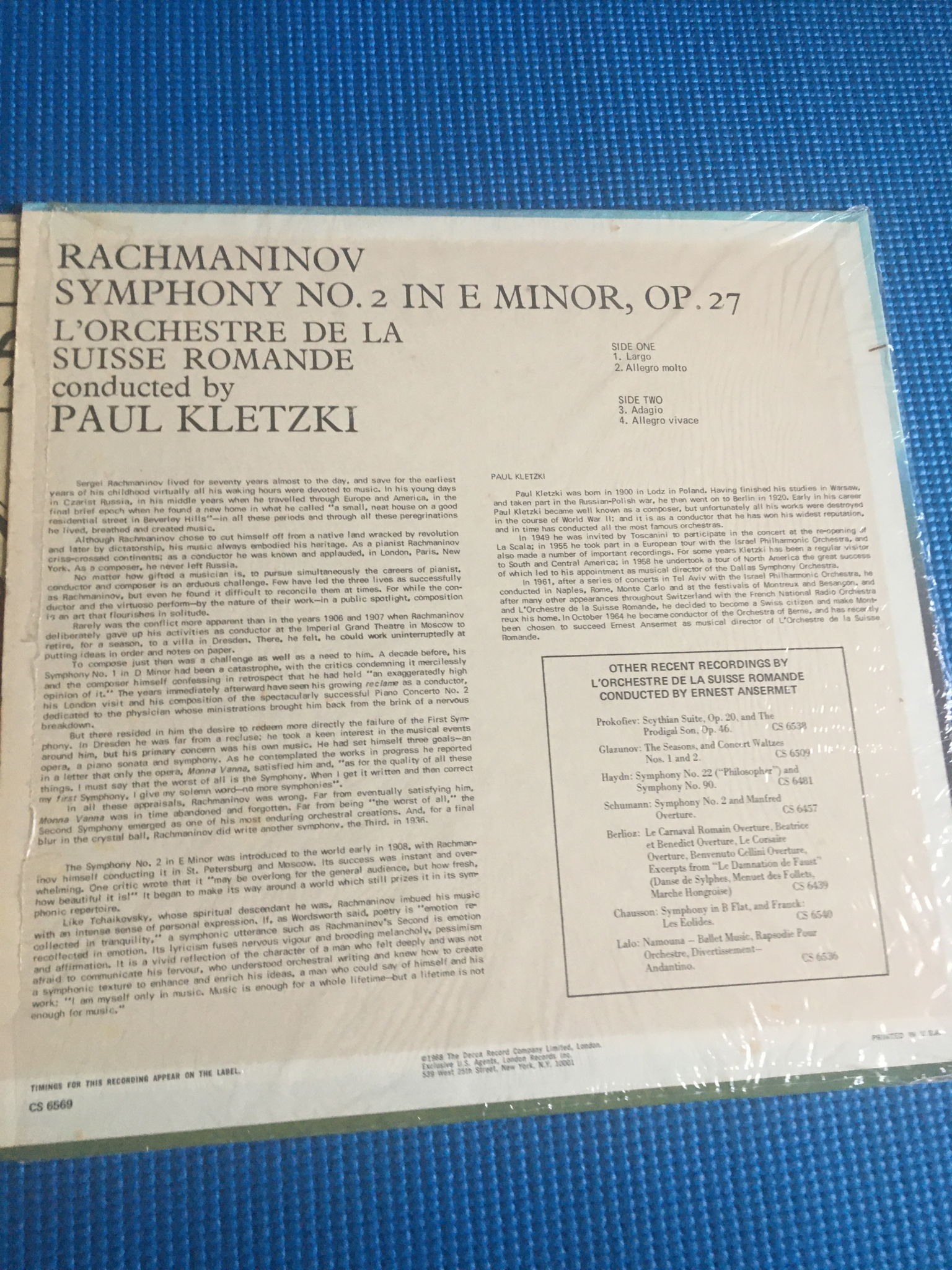 London ffrr CS6569 Rachmaninoff Lp record  Symphony no2... 5