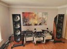 Main view of speakers, amps, preamp, etc...from left side