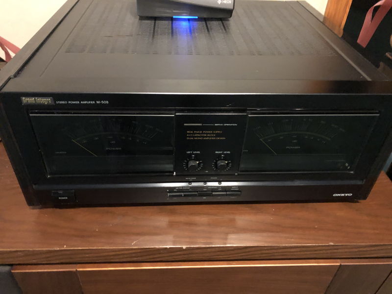 Onkyo M-508 grand Integra dual mono power amplifier w/ wood sides