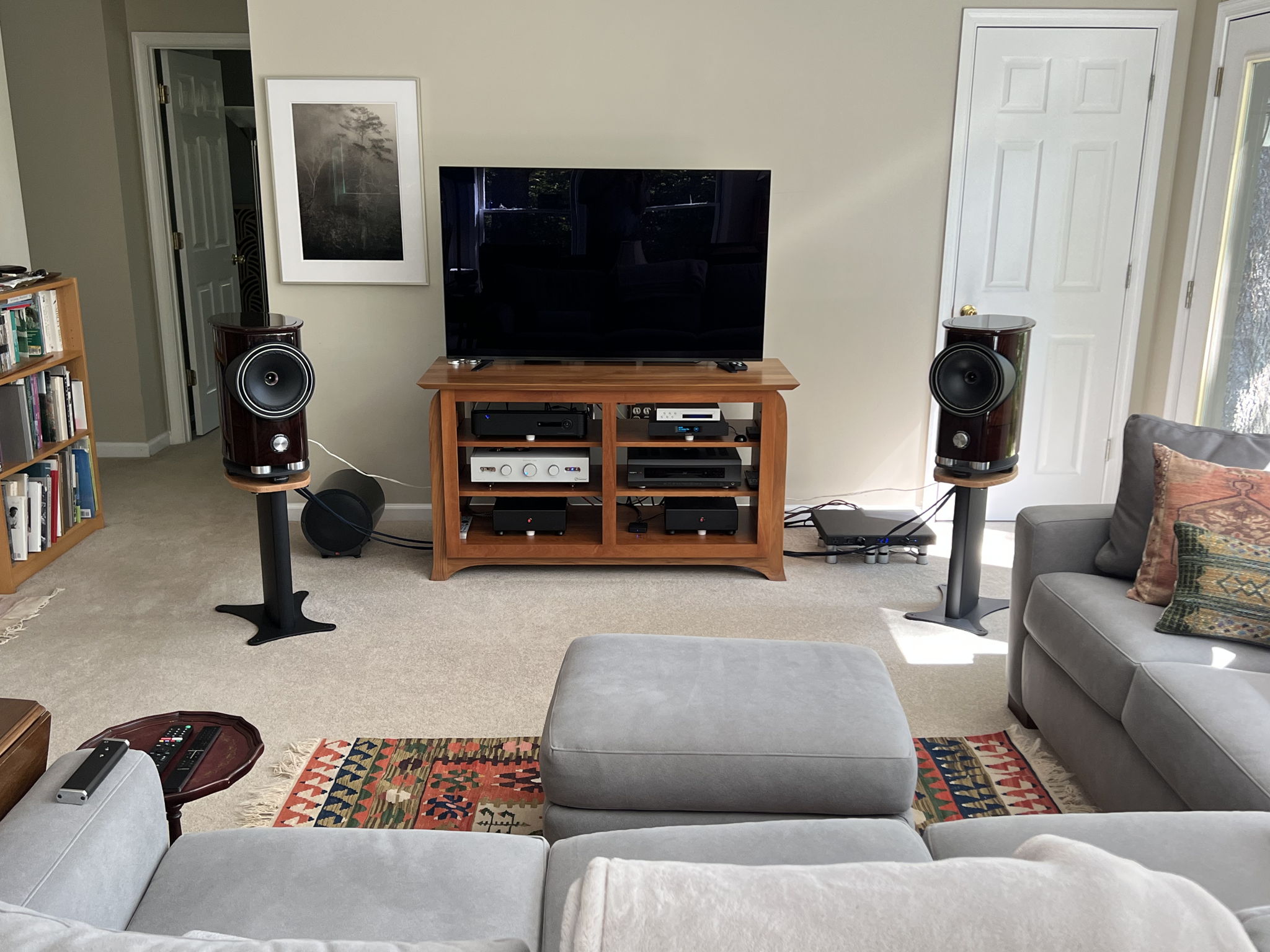 With the Fynes biamped by two AGD Tempo stereo amps.