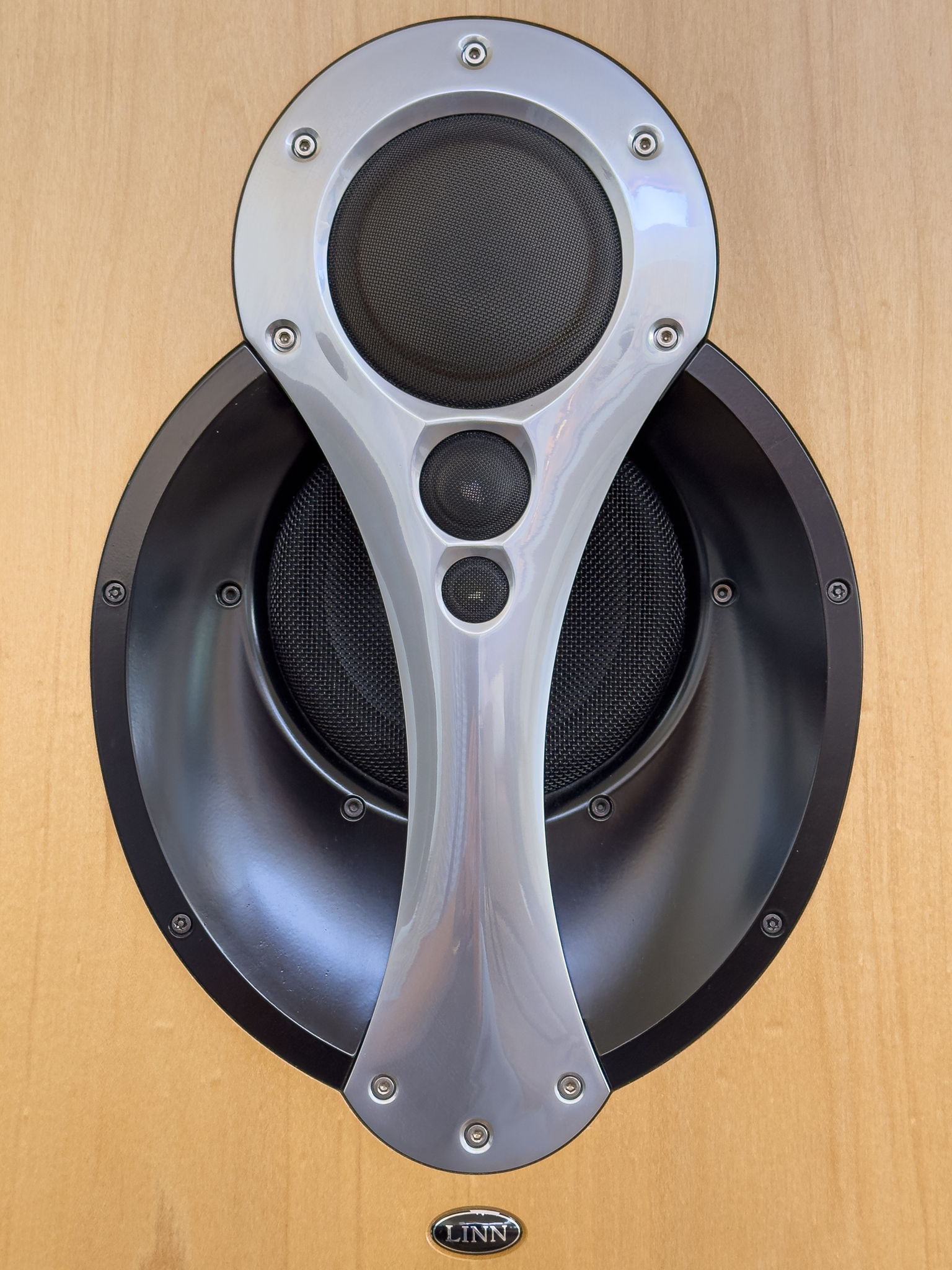 This is the 4K Acoustic Array. The three smallest drivers are (from top to bottom) the midrange, tweeter and super-tweeter. The larger driver behind them is the upper bass. 