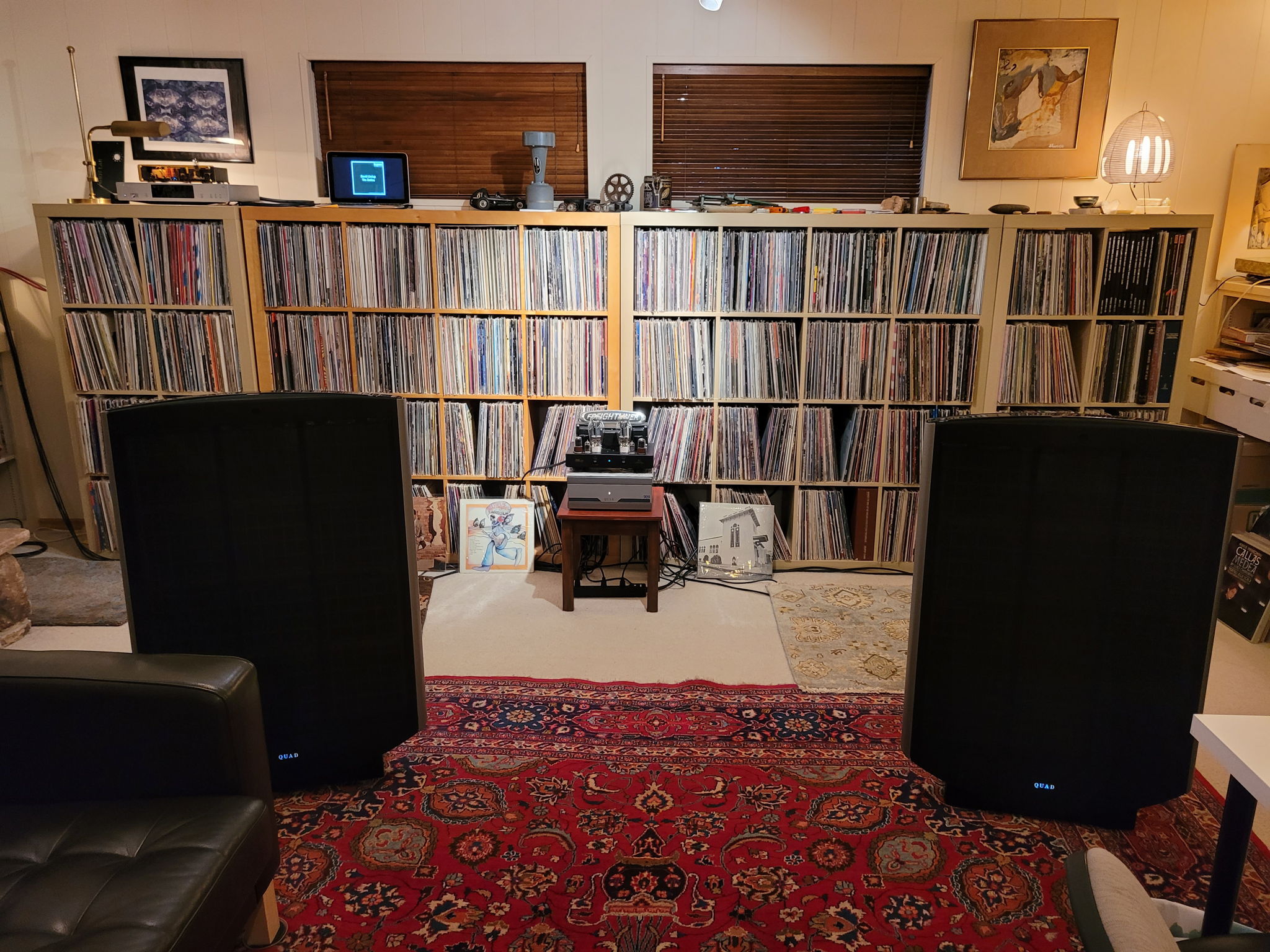 Part of the vinyl collection, the Quads and the two amplifiers