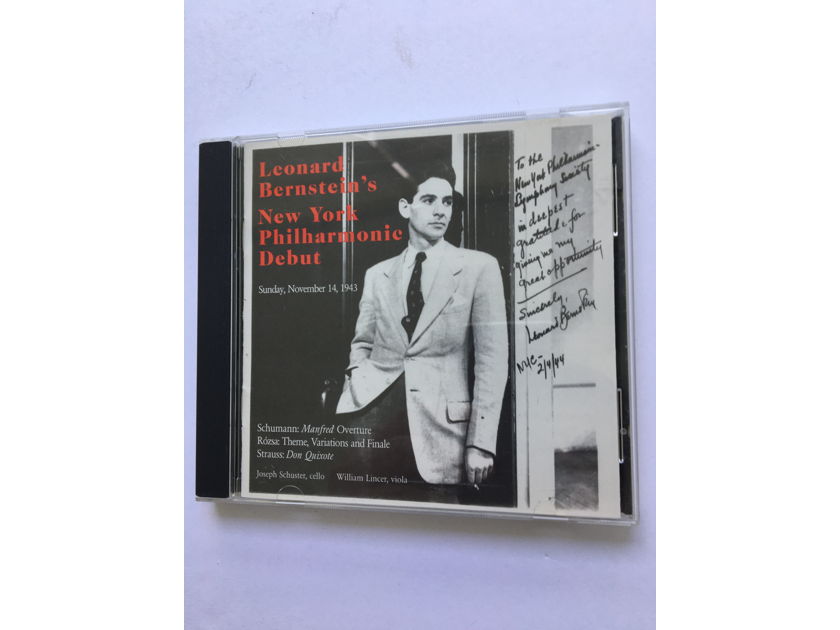 Leonard Bernstein New York philharmonic debut promo cd  Schuster cello